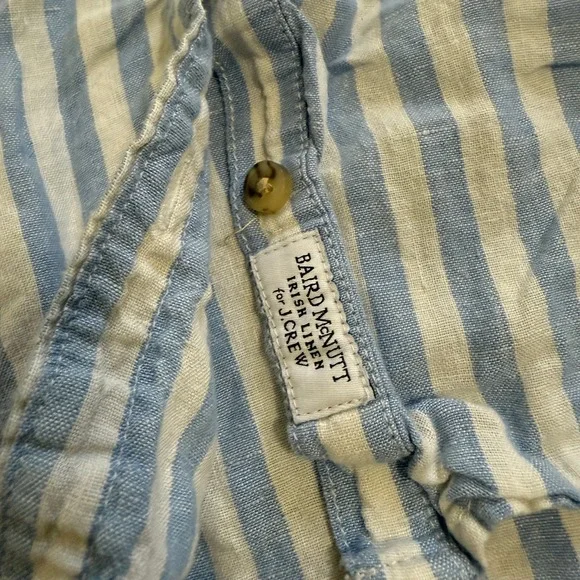 J‎ Crew Baird McNutt Irish Linen Striped Button Down Shirt Womens XL Blue White - Picture 5 of 10